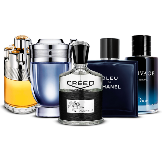5 smaržu komplekts  – Azzaro Wanted, Invictus, Creed Aventus, Bleu de Chanel un Sauvage  [katra 100 ml]