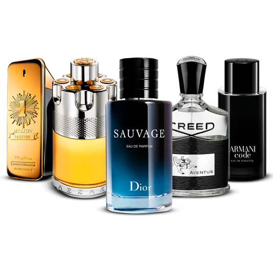 5 smaržu komplekts  – 1 Million, Azzaro Wanted, Sauvage, Creed Aventus un Armani Code  [katra 100 ml]