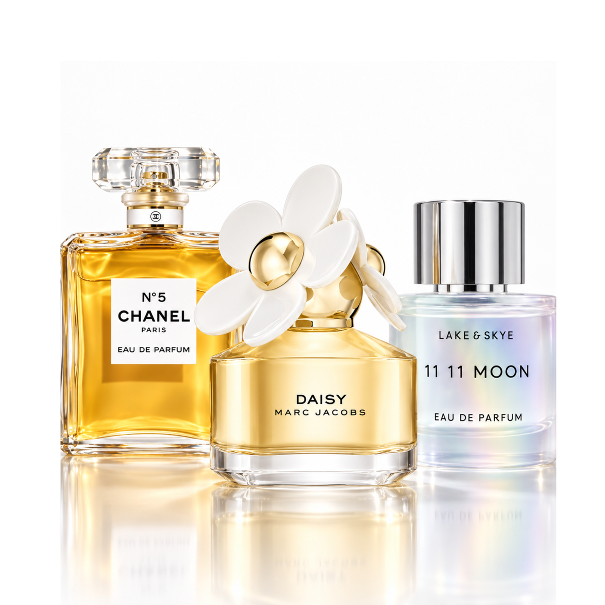 3 smaržu komplekts | Chanel N°5 Eau de Parfum – 100 ml | Daisy Marc Jacobs Eau de Toilette – 100 ml | 11 11 Moon Lake & Skye Eau de Parfum – 50 ml