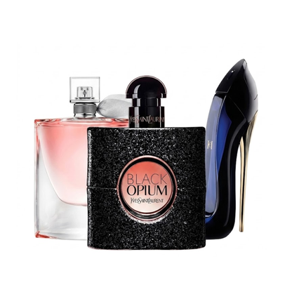 3 smaržu komplekts | YSL Black Opium, Carolina Herrera Good Girl, Lancôme La Vie Est Belle 100 ml
